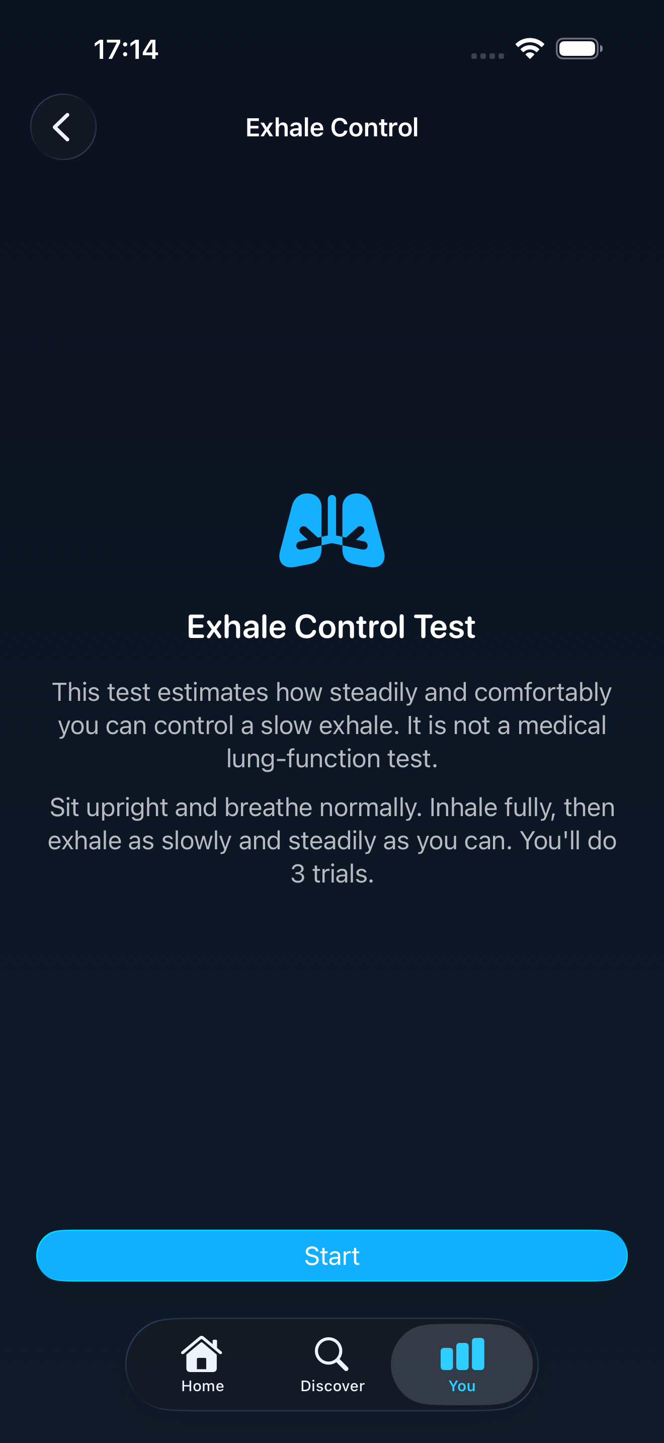 The exhale control breath test screen